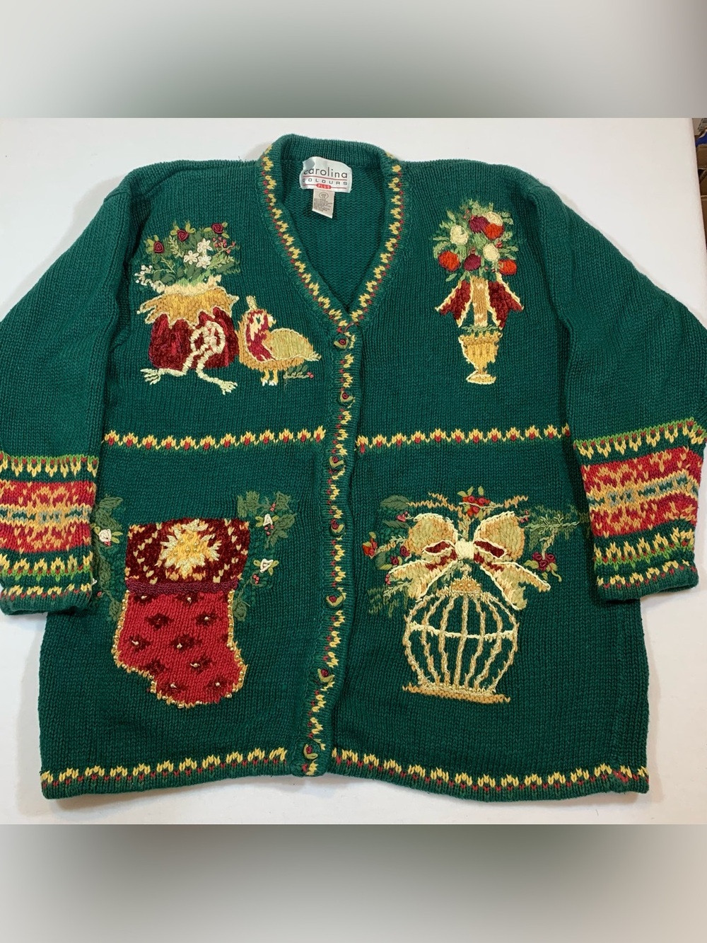 Vintage Carolina Colours Plus Women's 24W Holiday Sweater Cardigan Christmas Y2K